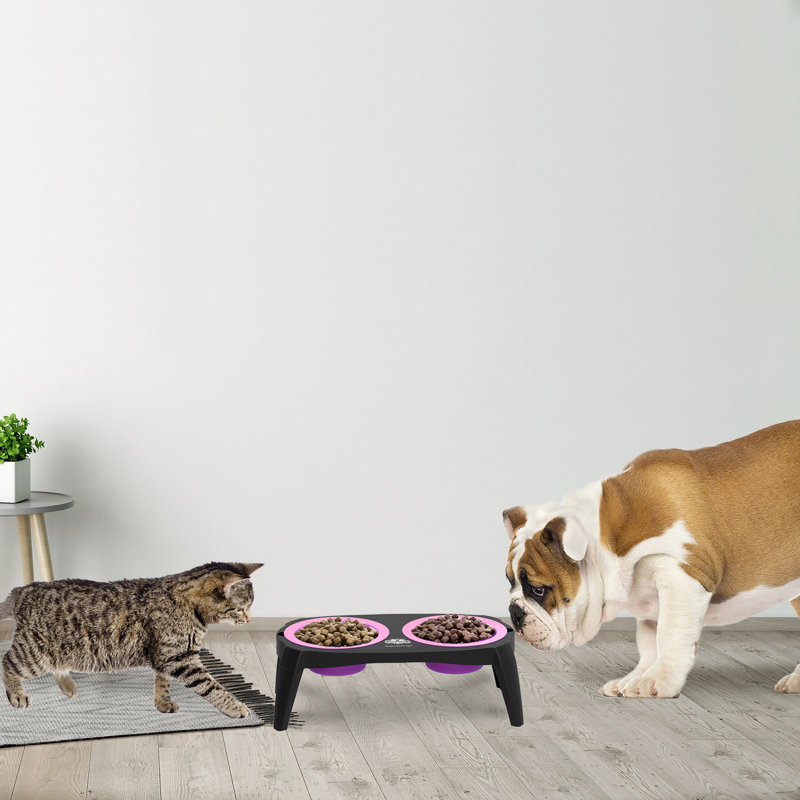 Bols à nourriture pour chat et chien avec support antidérapant PETMAker, Rose