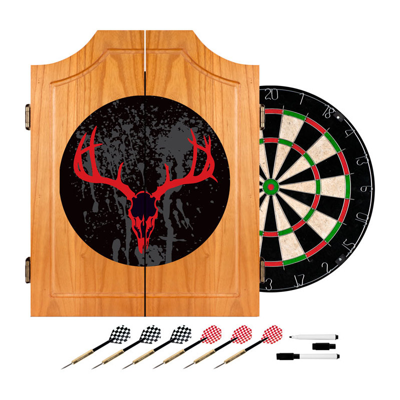 Cabinet de jeu de fléchettes en bois hunt