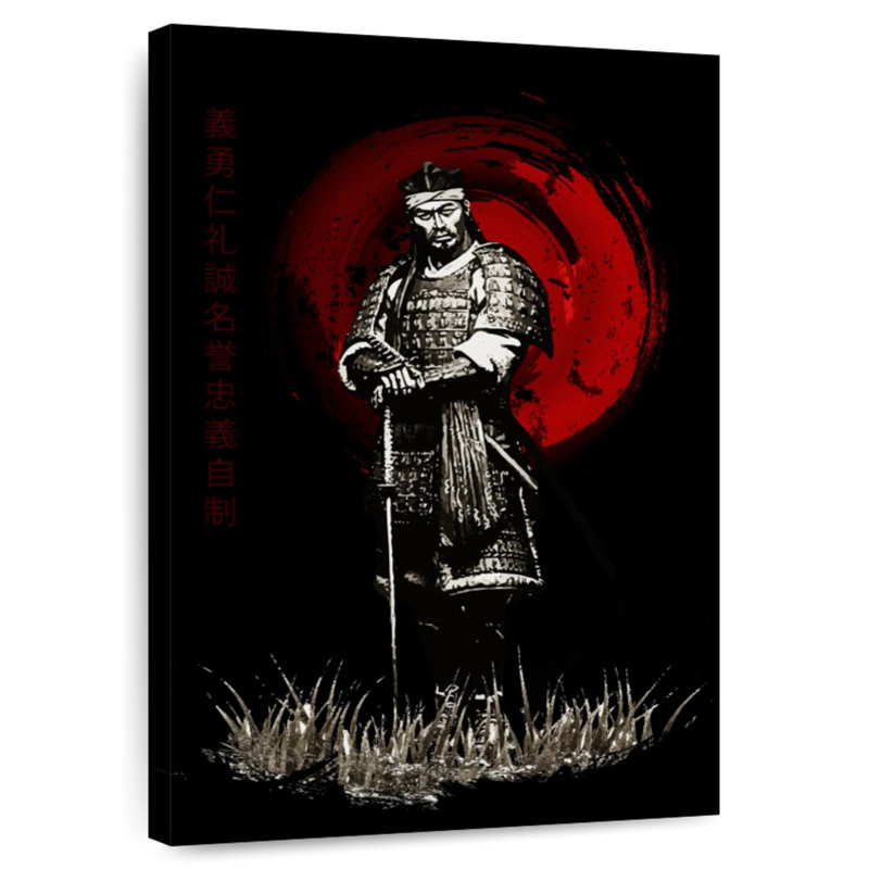 Mait Samurai Sepia Standing Posing Warrior, 36" H x 24" W