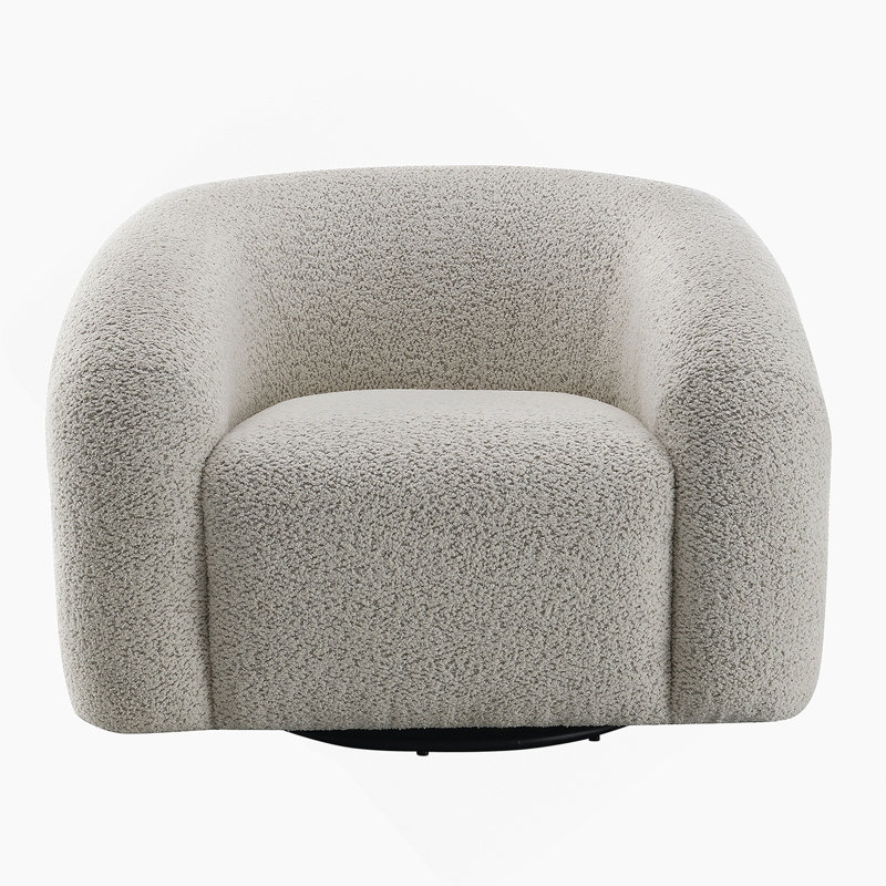 Fauteuil bouclé gris Irma avec pivot