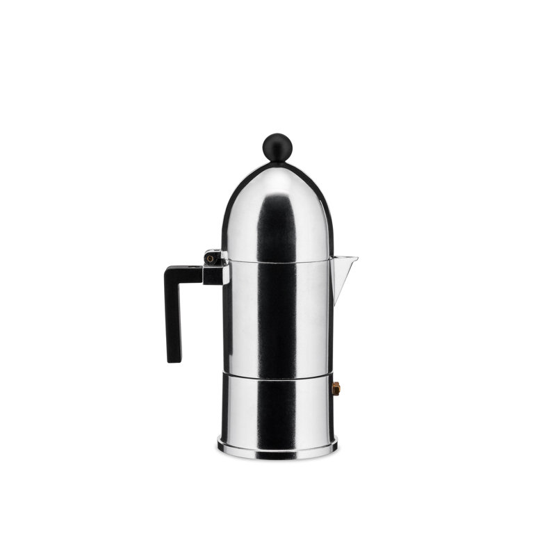 La Cupola Espresso Coffee Maker, Small, Black, Mirror Polished