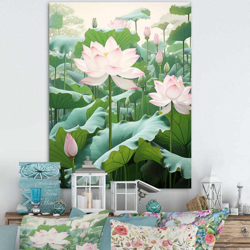 «Lotus Minimalisme Dream I» sur toile, Toile tendue, H 40 po x l 30 po x P 1,5 po