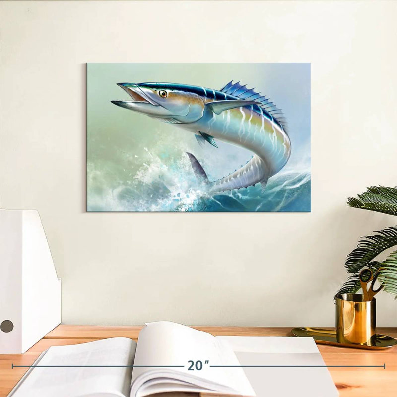 Brampt Wahoo Fish On Waves, 8" H x 12" W