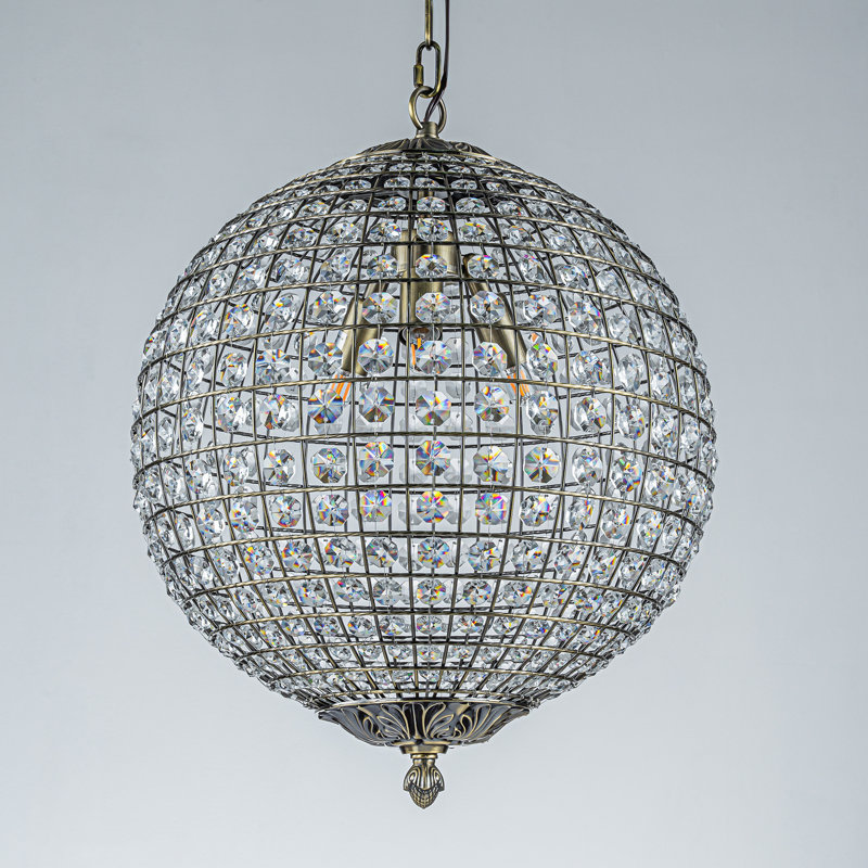  Lustre globe en bronze antique Jaemir, H 16 po x l 16 po x P 16 po, Bronze vieilli