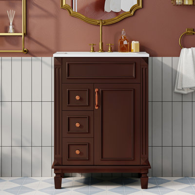Meuble-lavabo 24 po avec lavabo en céramique pour salle de bain