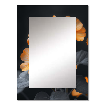 Romantic Black and Yellow Geraniums photo I - Geraniums Mirror, Traditional Decorative Wall Mirror, Printed Metal Art