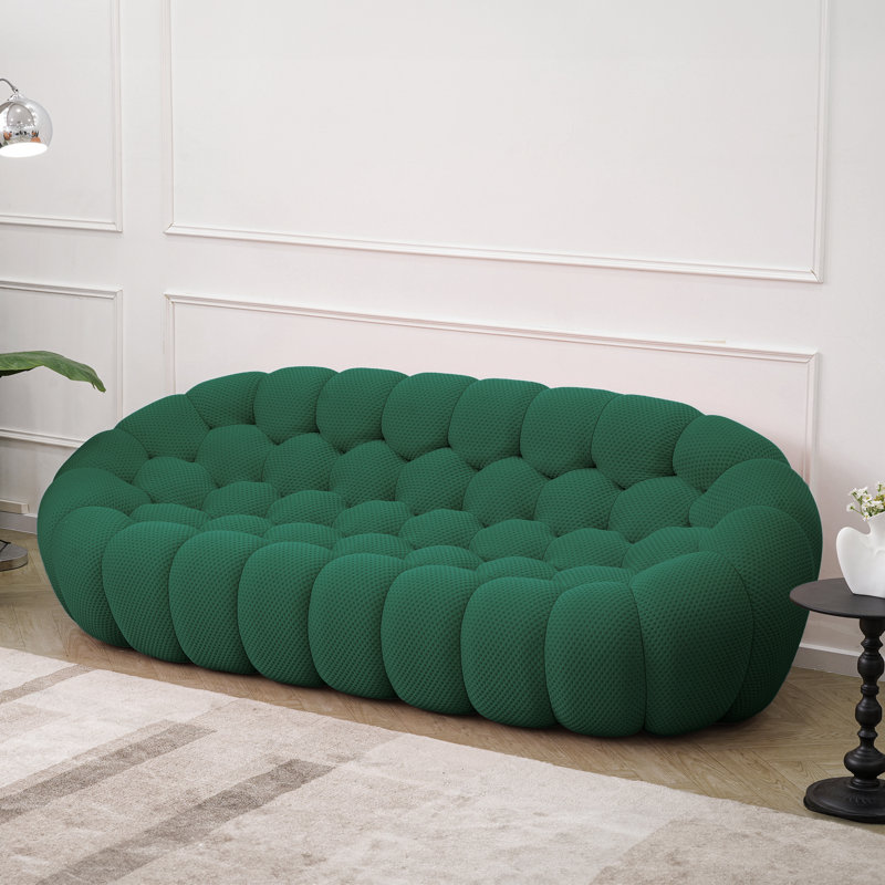 Canapé rembourré Cenie, sans assemblage requis, Vert, H 30,71 po x l 98,43 po x P 42,52 po