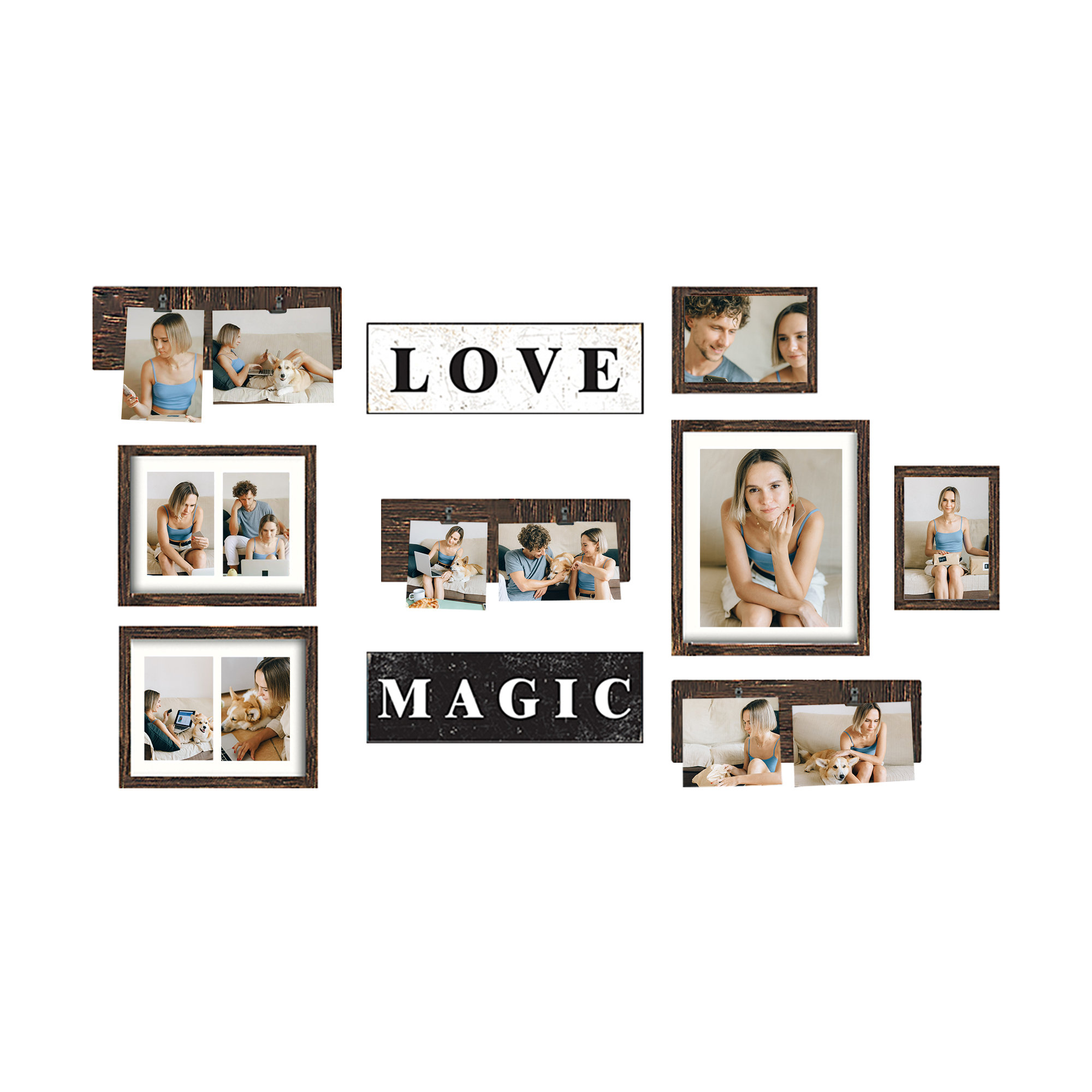 8 Piece Syston Gallery Picture Frame Set Three Posts Teen Color Black