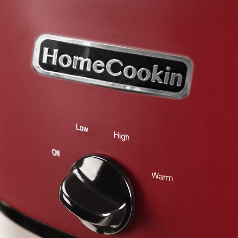 HomeCookin Slow Cooker Oval Manual Pot 6QT Red, 6 Qt, Red/Black