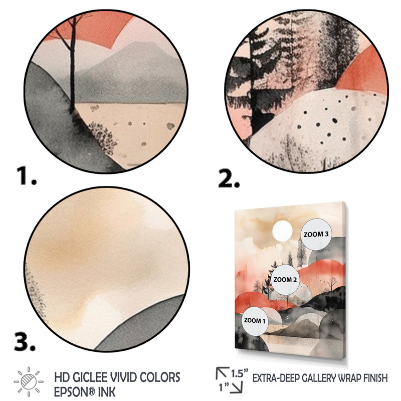 Minimalisme scandinave paysage I - impression, H 40 po x l 30 po x P 1,5 po, Cadre flottant doré