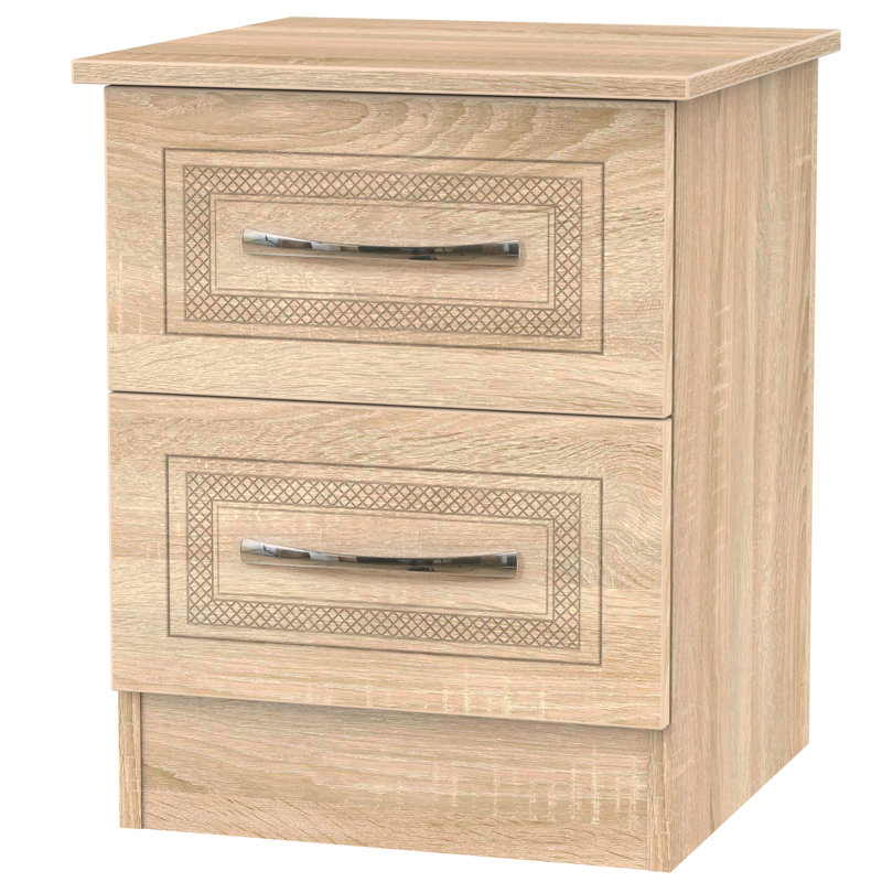 Fully Assembled Hawthorn 2 Drawer Bedside Table, Bardolino Oak