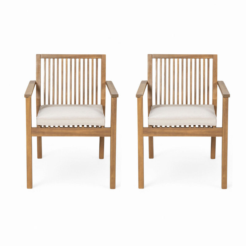 Ensemble de 2 chaises de patio - Bois d'acacia robuste, siège imperméable confortable, structure d'une capacité de 400 lb