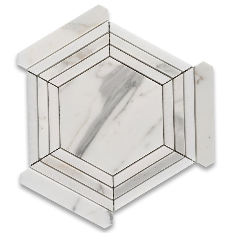 Calacatta 9" x 8" Marble Mosaic Tile, LIght Gray