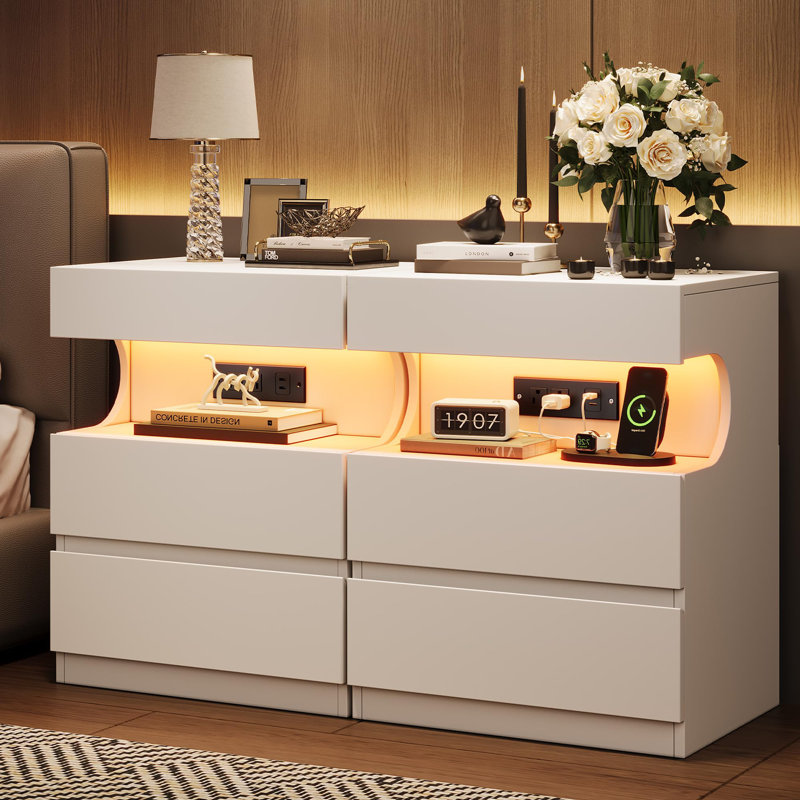50cm W Manufactured Wood Bedside Table