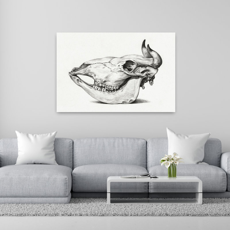 Crâne de vache, art mural rétro rétro, H 40 po x l 60 po