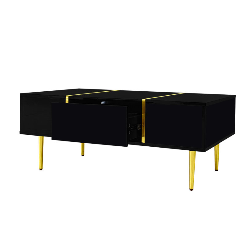 Modern High-Gloss Coffee Table with 2 Drawers