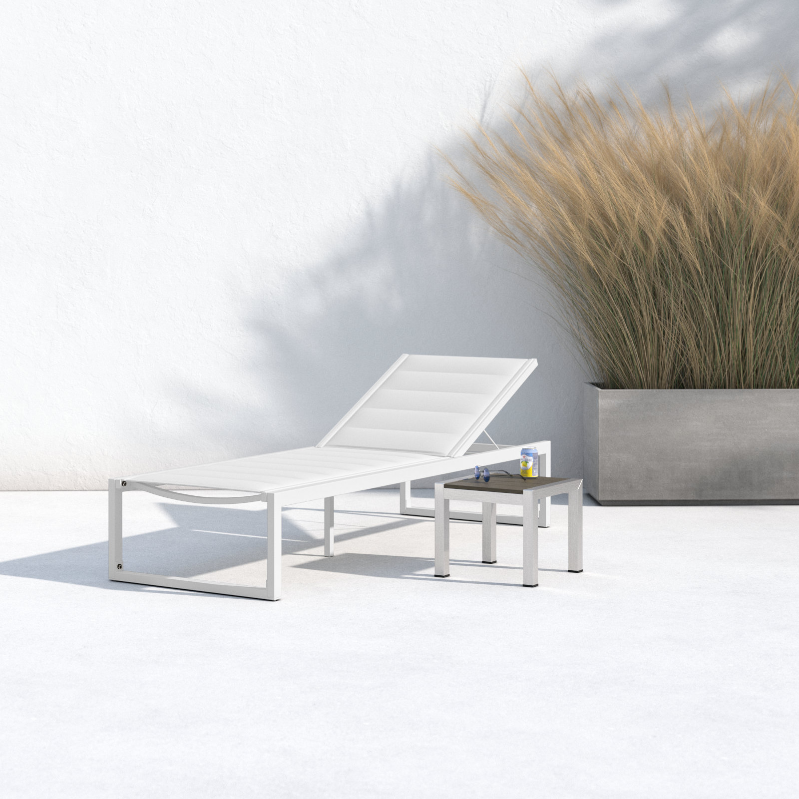 Armando 30" Patio Chaise Lounge, White