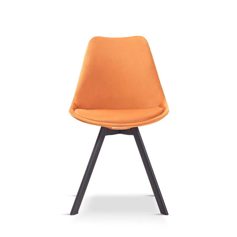 4 Rivas Velvet Upholstered Dining Chairs, Orange, 4