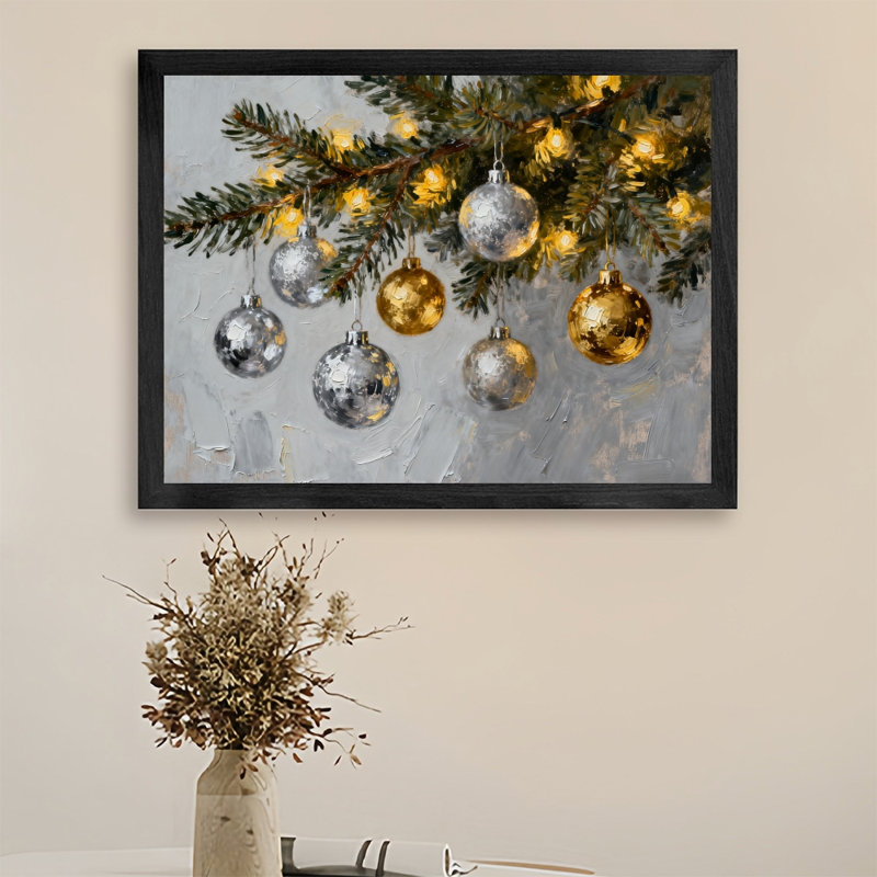 «Black Christmas Vintage», art numérique de cloche, impression rétro encadrée, H 17 po x l 25 po