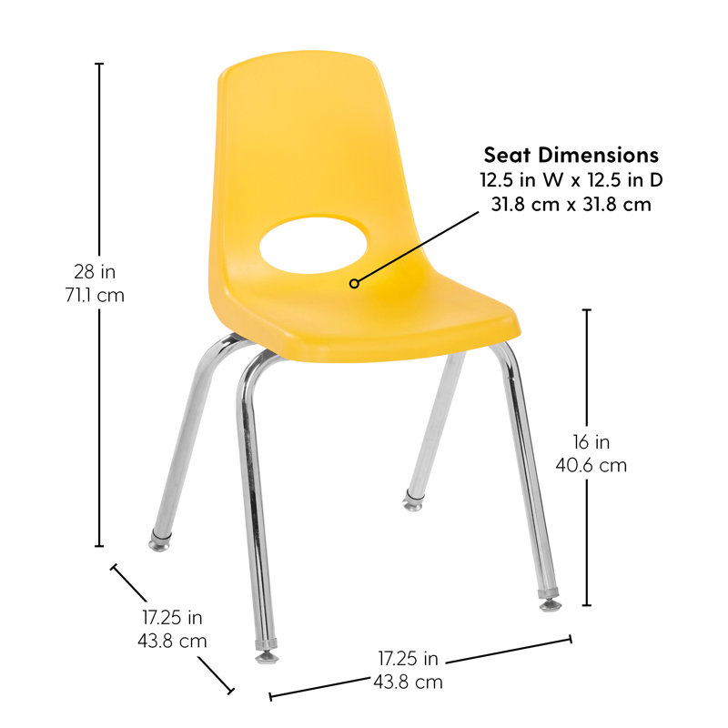 Chaise de classe empilable avec glissières à billes, Swivel Glides, Assorti, 14"