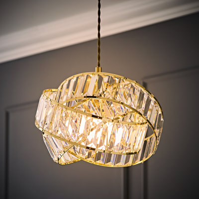 19cm H Acrylic Drum Lamp Shade ( Slip-On ) in Gold