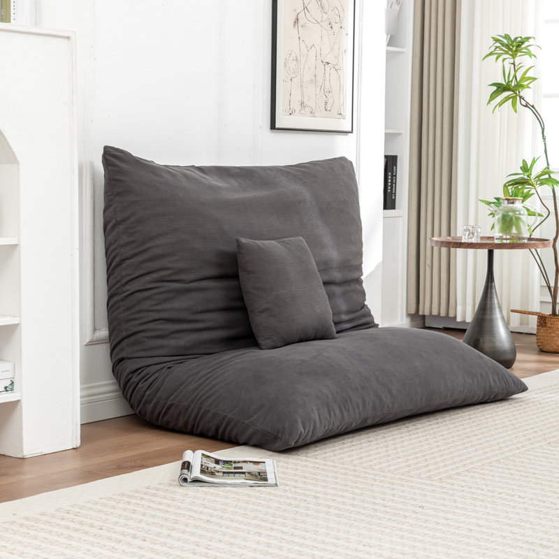 Grey Floor Bean Bag With Removable Corduroy Cover, Soft Foam Filler, No Assembly, Great For Watching Tv In Living Room Lazy Bag, Skin - Fabric, Seat, Ideal Relaxing Game