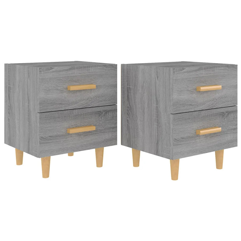 Jahleya 2 Drawer Bedside Table, Grey Sonoma