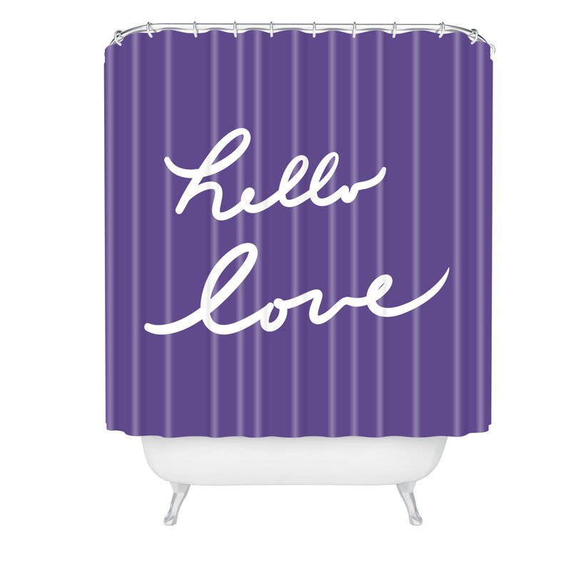 Rideau de douche en violet simple lisa argyropoulos hello love