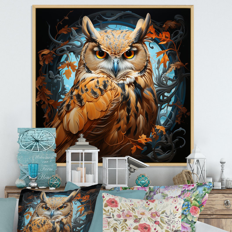 Owl Twilights Mystique, H 30 po x l 30 po x P 1 po, Cadre naturel flottant