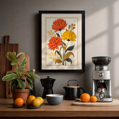 Three Flowering Stems Botanical - Framed Print