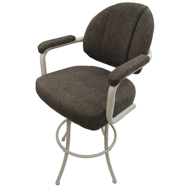 Swivel Upholstered Counter Stool with Metal Frame, Sanora Brown, Beige