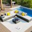 Choix de confort extérieur - 8 avec rembourrage épais et table basse Patio coussins beiges Gris Structure stable en fer