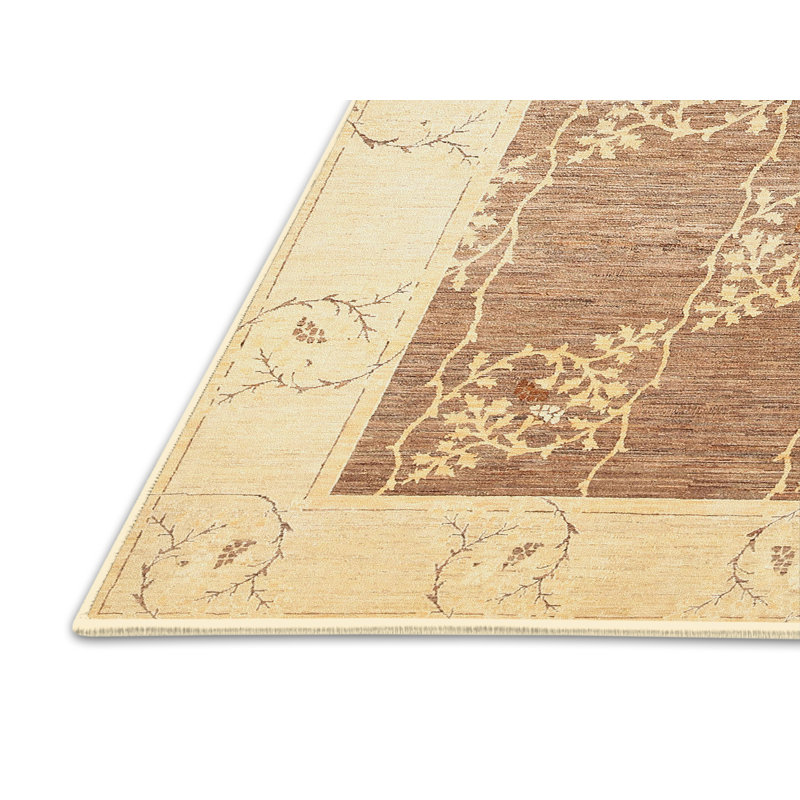 Tapis contemporain crème / brun, Rectangle 5 pi x 7 pi