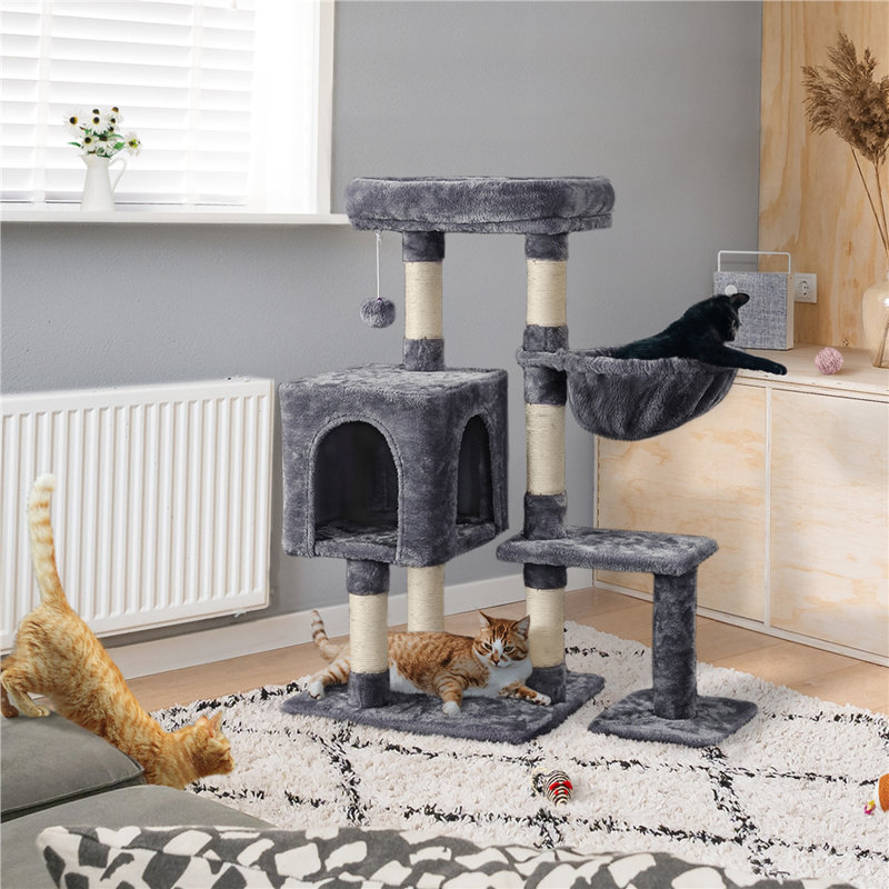Multifunctional 96.5cm Cat Tree, Dark Grey