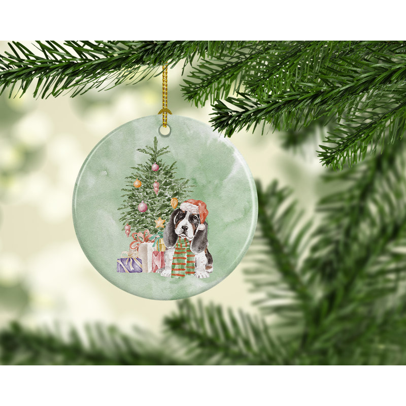 Figurine de Noël suspendue chiot basset hound