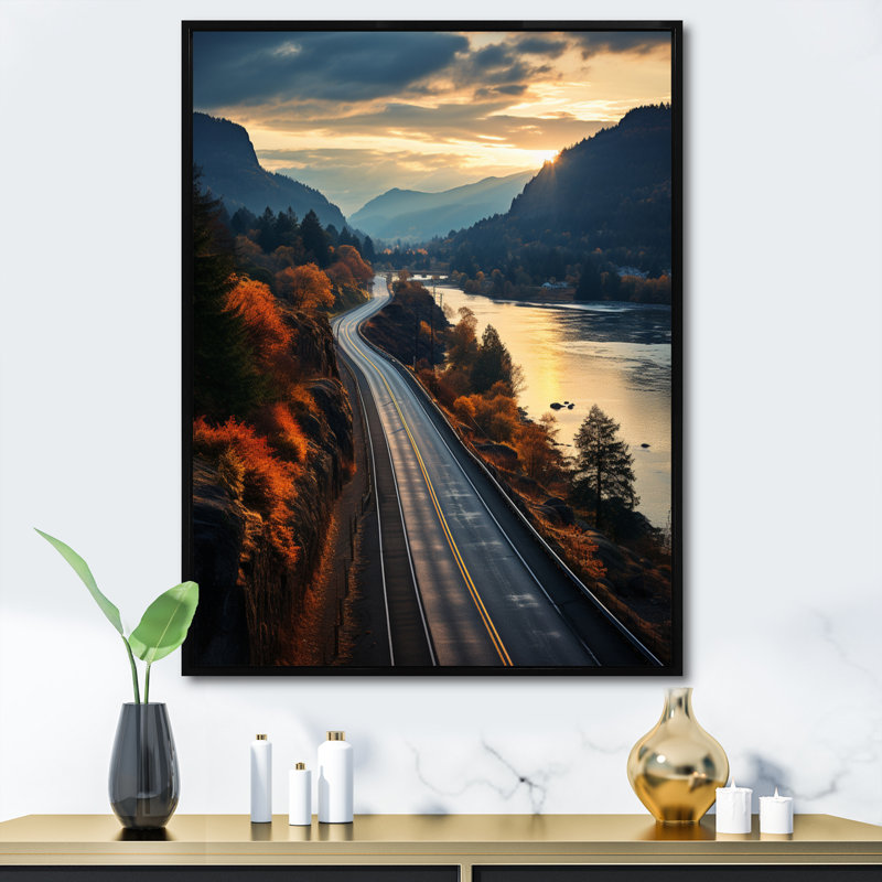 «USA Columbia River Gorge II», reproduction sur toile, H 32 po x l 16 po x P 1 po, Cadre flottant noir