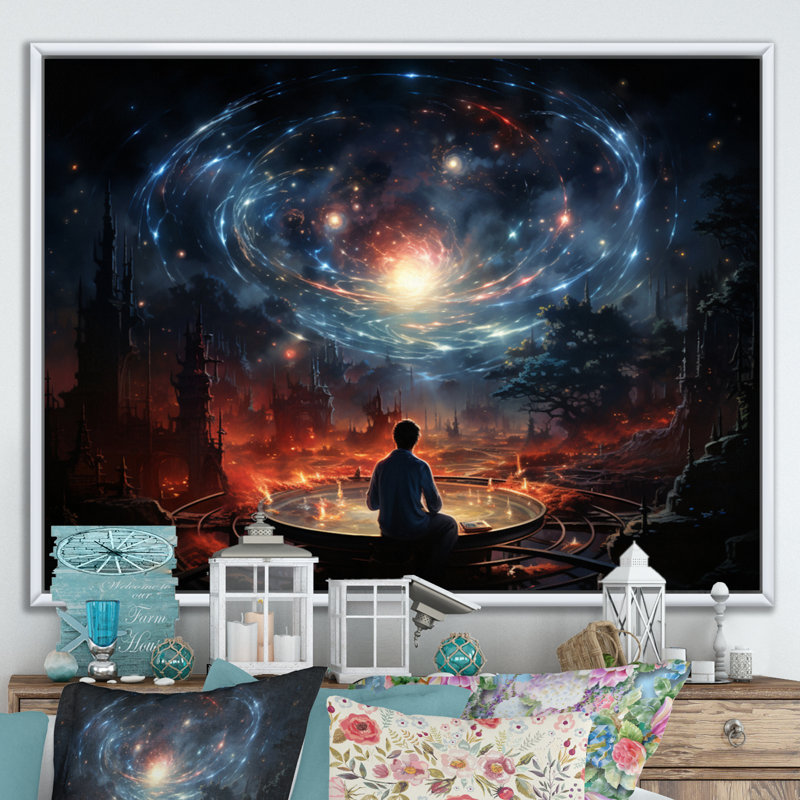 Marieke " Galaxy Luminous Voyage ", H 30 po x l 40 po x P 1,5 po, Cadre flottant blanc