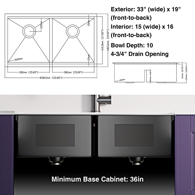 Undermount Double Bowl Kitchen Sink With Faucet