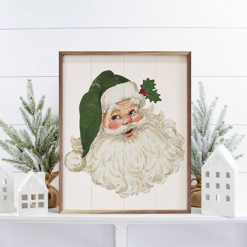 Père Noël chapeau vert, H 24 po x l 30 po