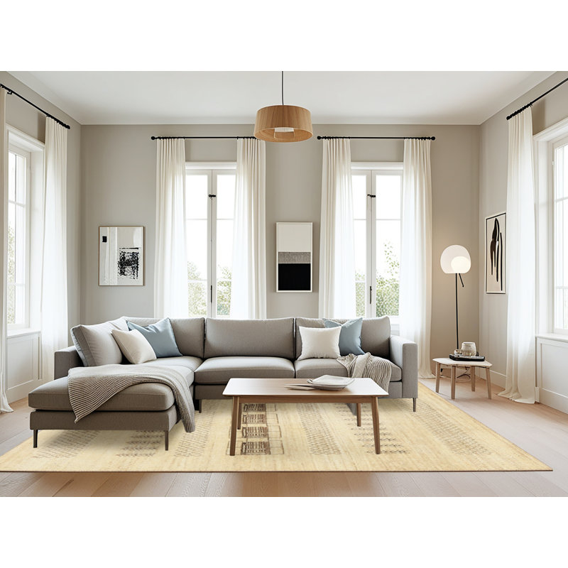 Tapis beige/gris contemporain, Rectangle 8 pi x 10 pi