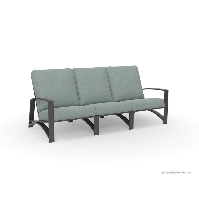 Arc Outdoor 3 - Seat Patio Sofa, Trax Burgundy, Graphite