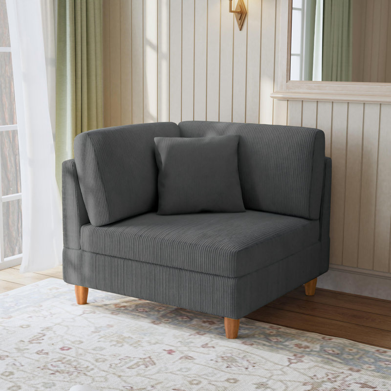Fauteuil rembourré en velours côtelé gris Seemab, Gris