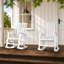 Fauteuil à bascule Adirondack d'extérieur blanc en PEHD résistant aux intempéries avec dossier haut confortable (paquet de 1)-117807831
