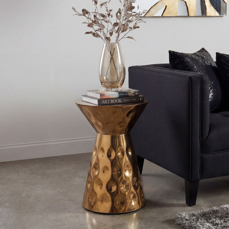 Silver Aluminium Lounge Side Table, Gold