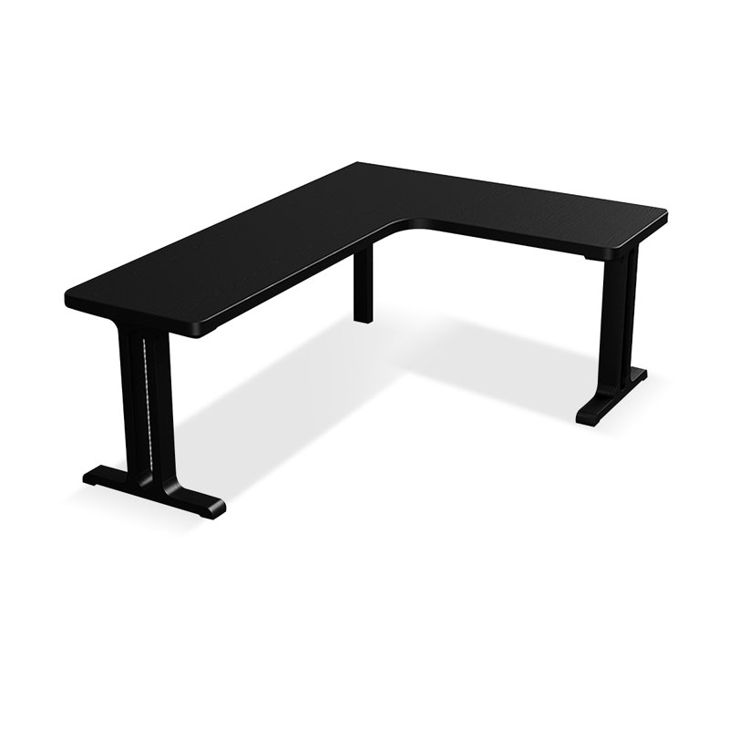 Black L-Shaped Solid Wood desks, 29.53" H x 70.87" W x 55.12" D, Right Hand Return