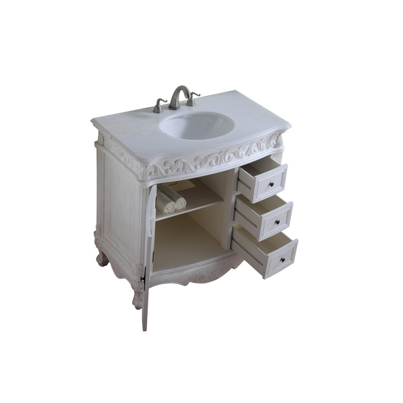 Ensemble de meuble-lavabo simple 36 po Aurillac, Blanc antique, Blanc Guangxi