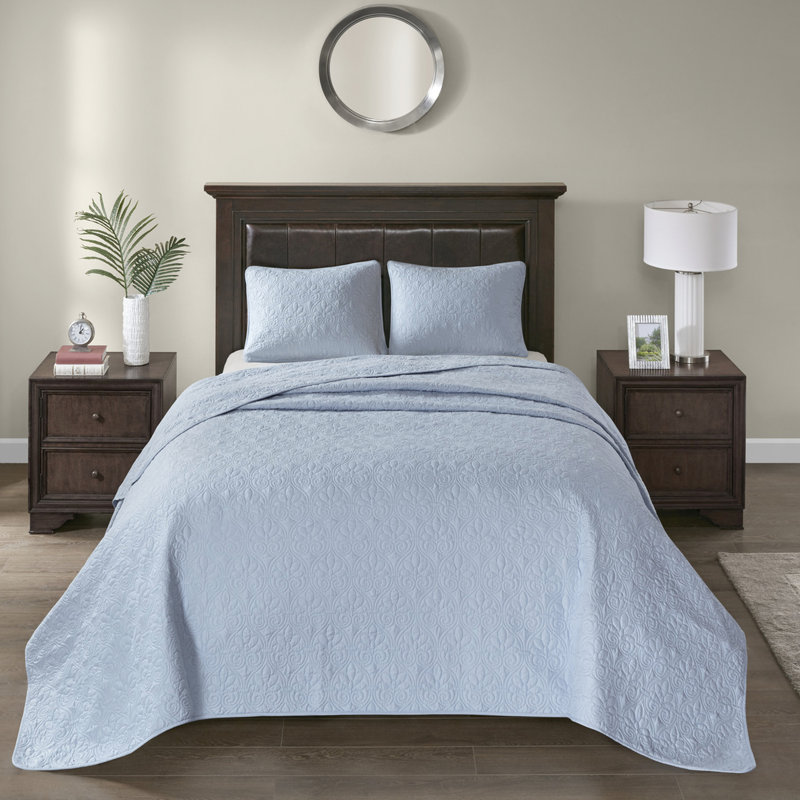 Couvre-lit réversible Blue Queen - matelassé texturé pour surdimensionné