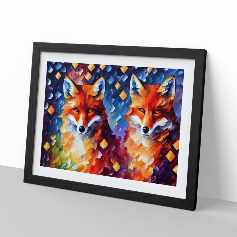 Fox - Single Picture Frame Print, Black, 46cm H x 64cm W x 2cm D