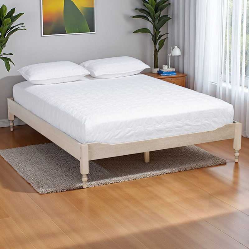 Ghena Queen Platform Bed Frame in French Bohemian, White 14.67'' H X 63.93'' W X 85.17'' L, White