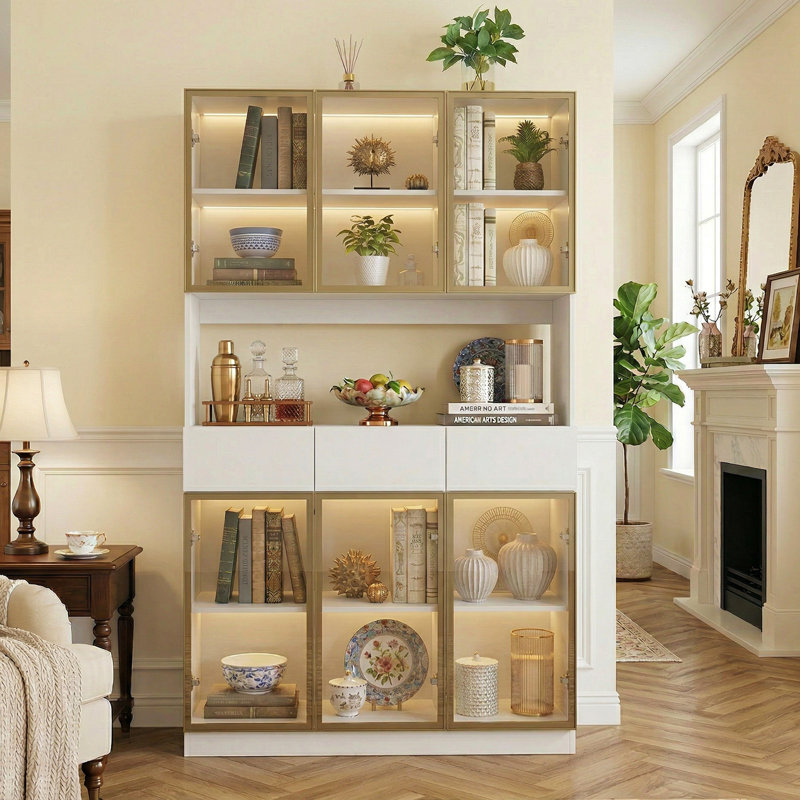 Display Cabinet With Adjustable Lights, White